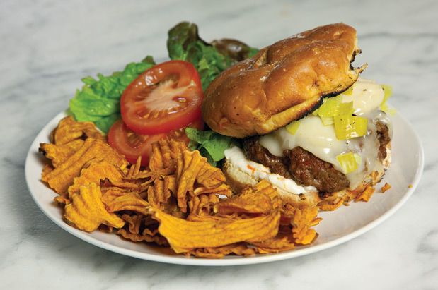Chorizo Burgers with Roasted Padron Peppers
