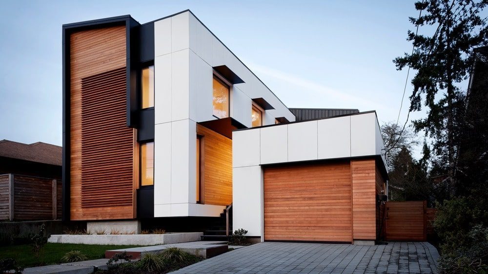 The roof slopes to the south for greater solar-panel efficiency and the one-car garage was among several tradeoffs to improve energy efficiency.