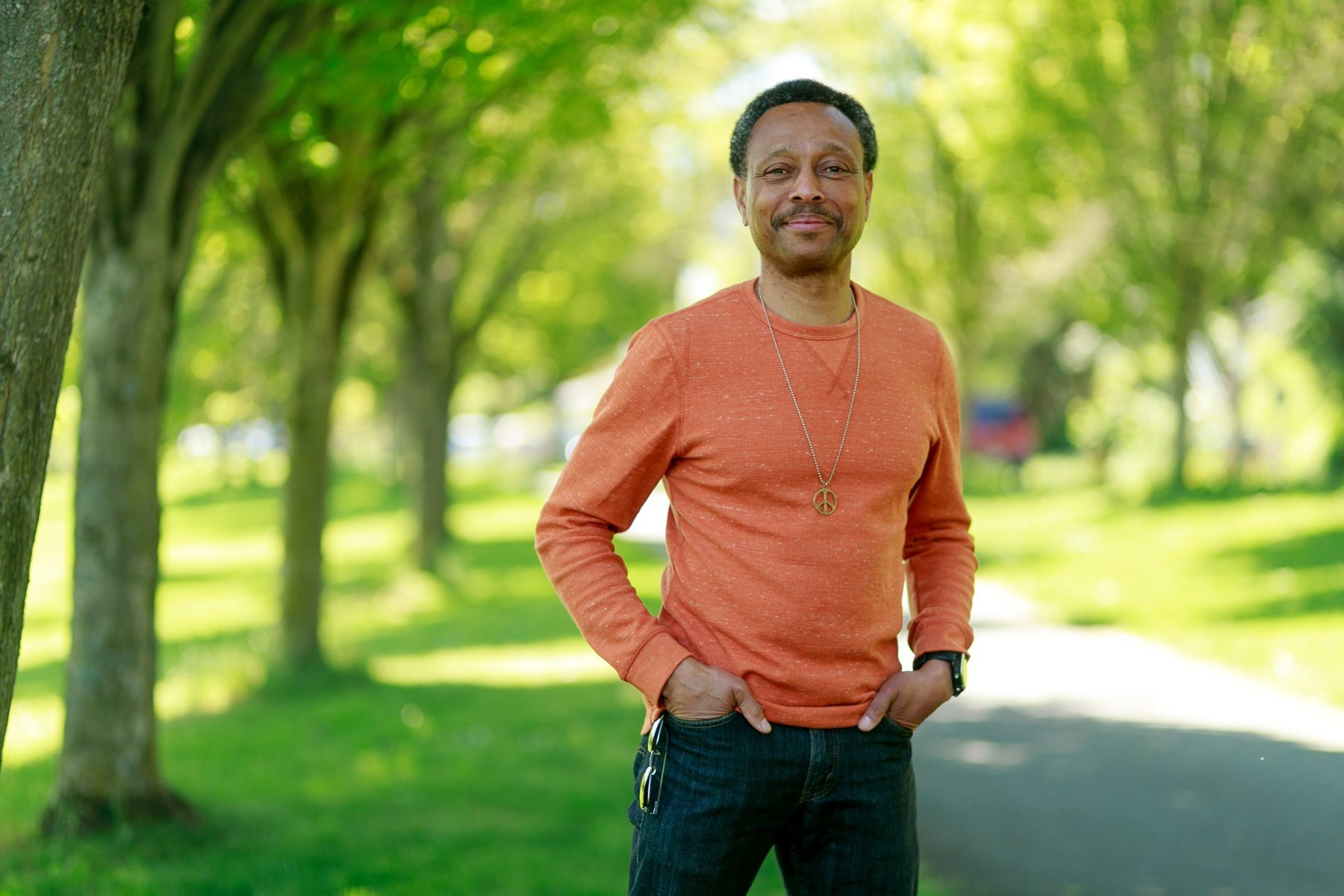 Michael McPhearson CQ, executive director of the South Seattle Emerald, is photographed at Daejeon Park in Seattle's Beacon Hill neighborhood Tuesday, June 7, 2022.