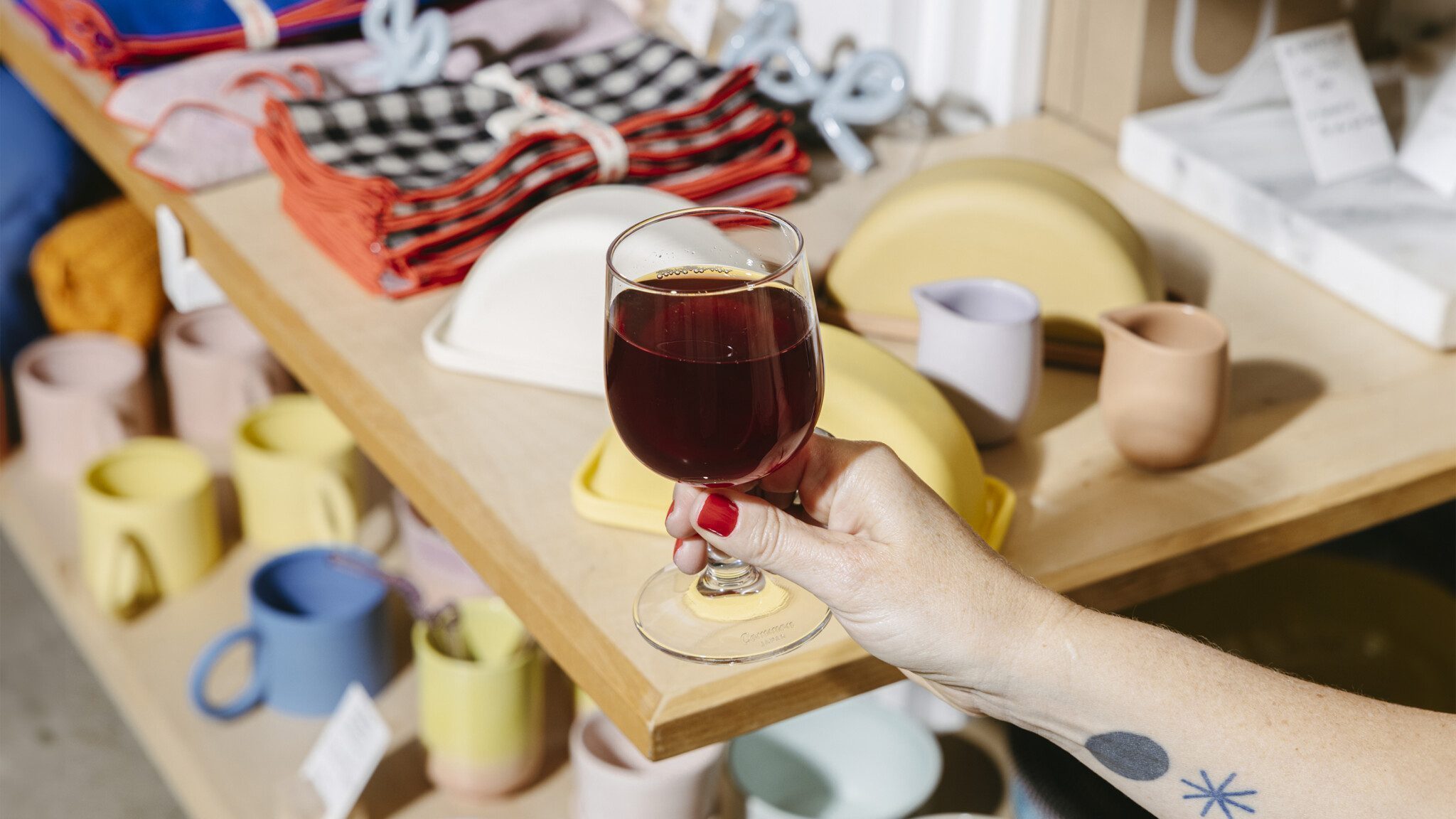 At Fruitsuper brick-and-mortar boutique, wine will be available by the glass or the bottle, and patrons are encouraged to sip and shop.