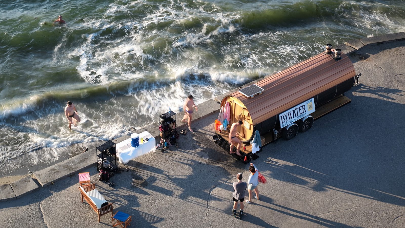 The Coldwater Collective brings Seattleites together for icy plunges, followed by a warm-up in the Bywater mobile sauna.