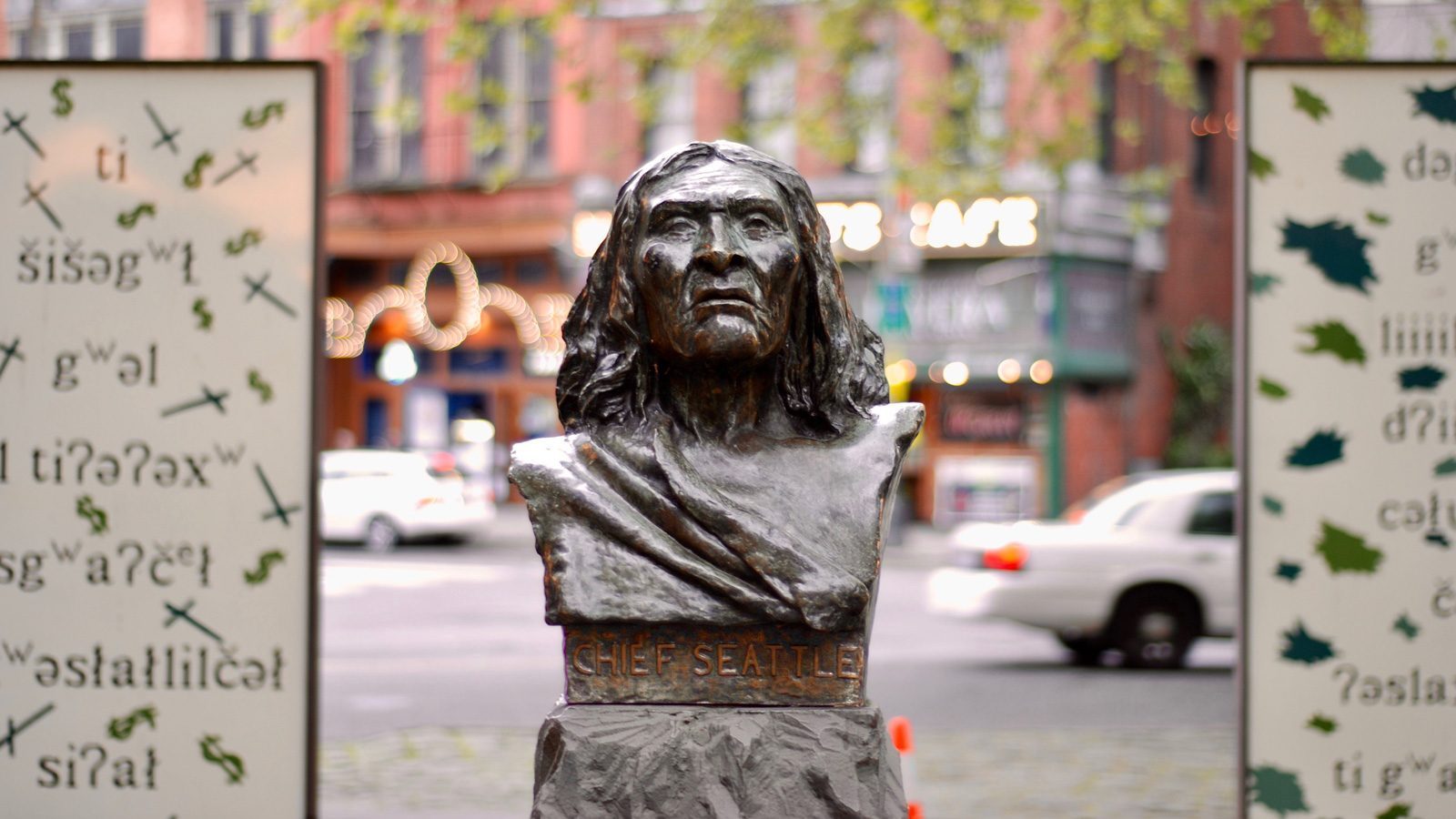 Chief Seattle Memorial Fountain, Pioneer Square.